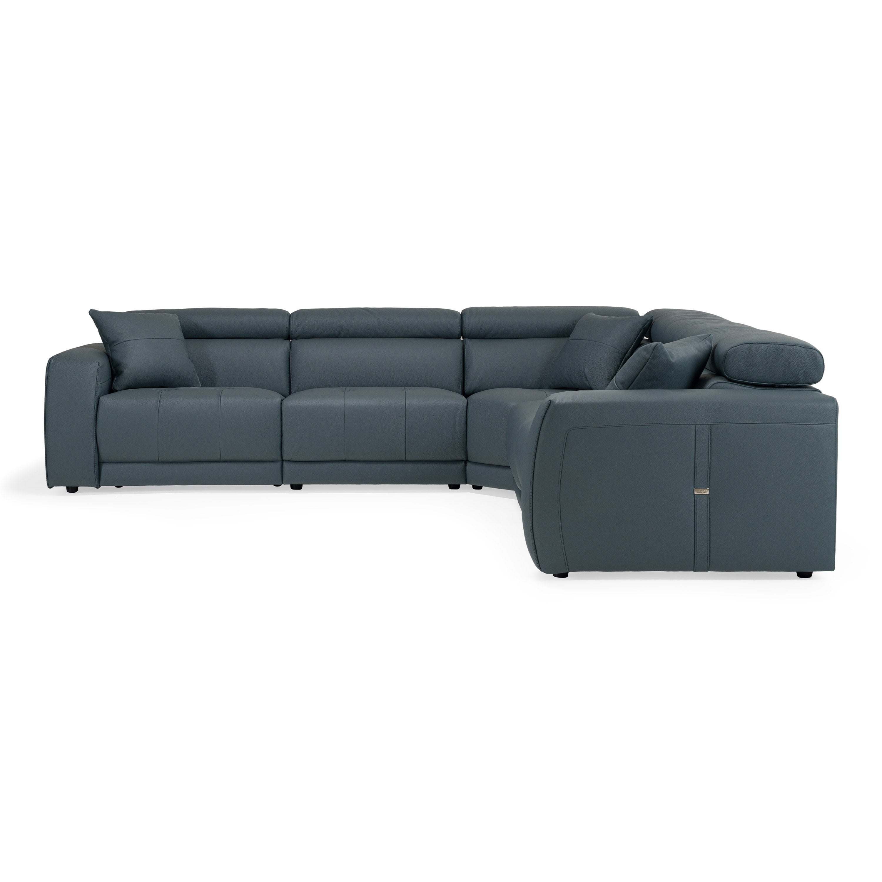 Lamod Italia Dalton - Modern Italian Blue Leather Sectional + Recliners