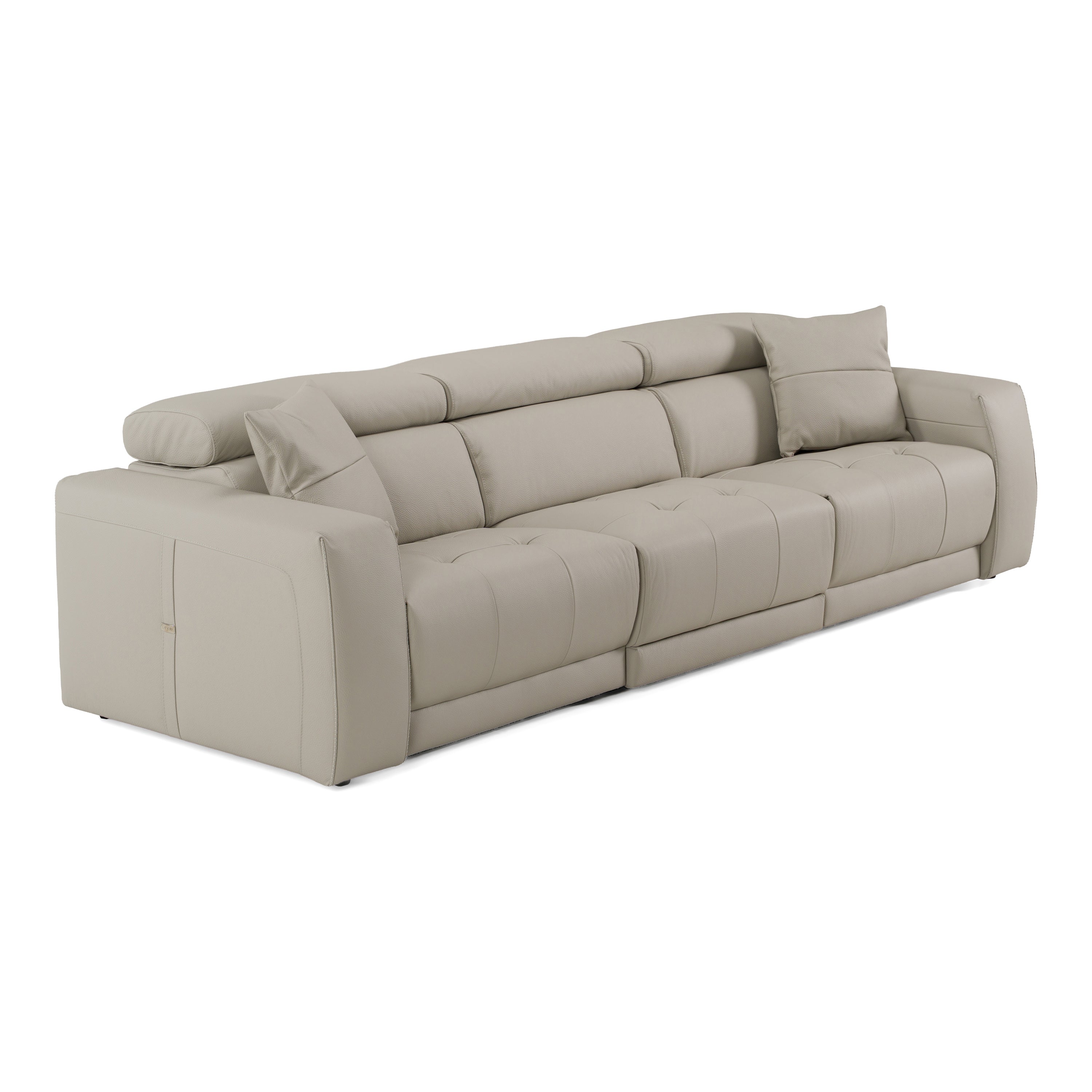 Dalton - Modern Italian Light Grey Leather 4 - Seat Sofa + 2 Recliners