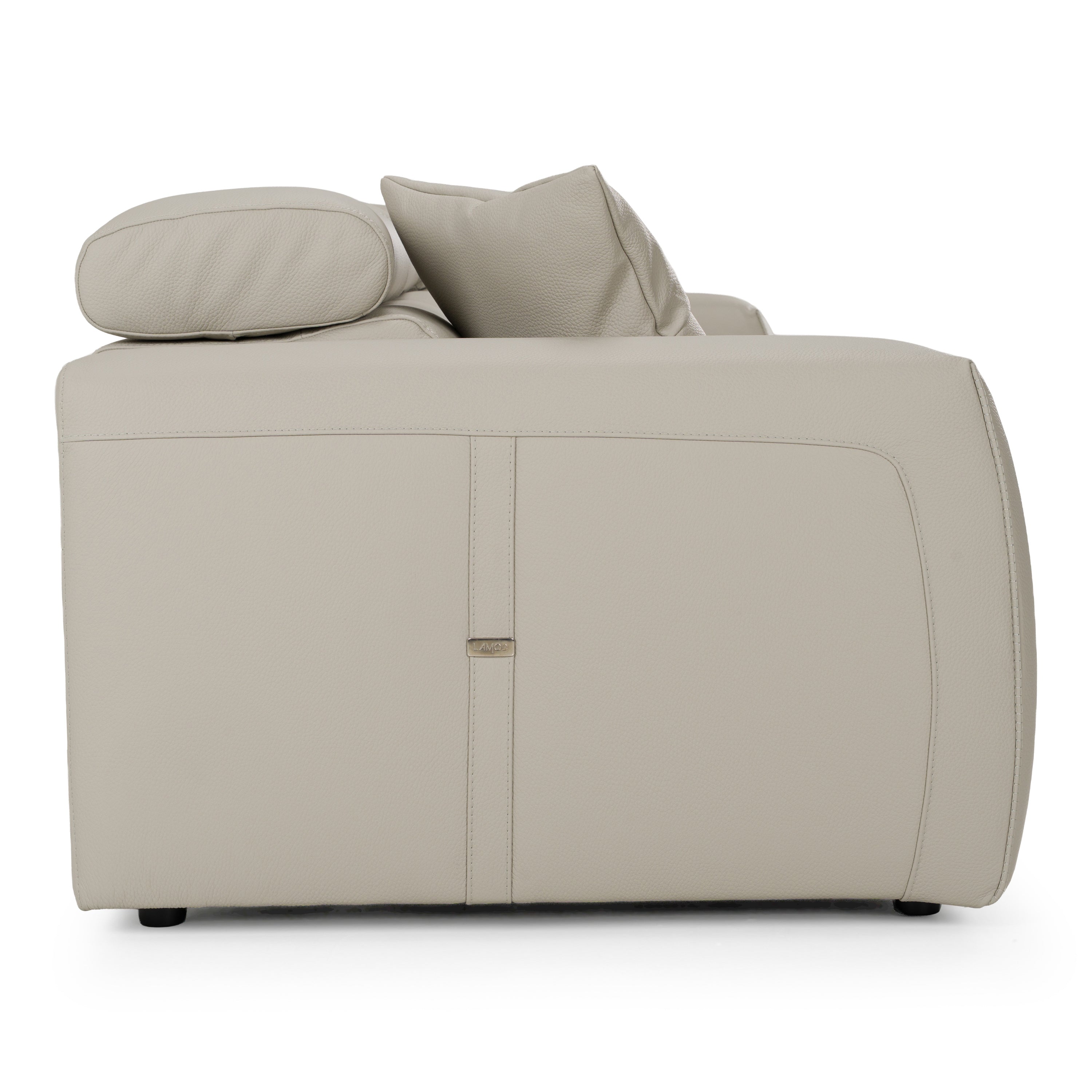 Dalton - Modern Italian Light Grey Leather 4 - Seat Sofa + 2 Recliners