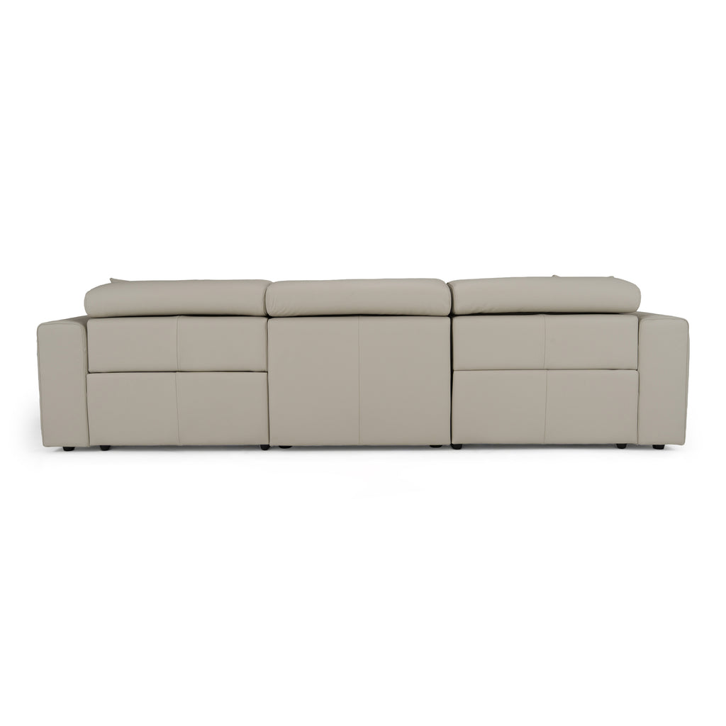 Dalton - Modern Italian Light Grey Leather 4 - Seat Sofa + 2 Recliners