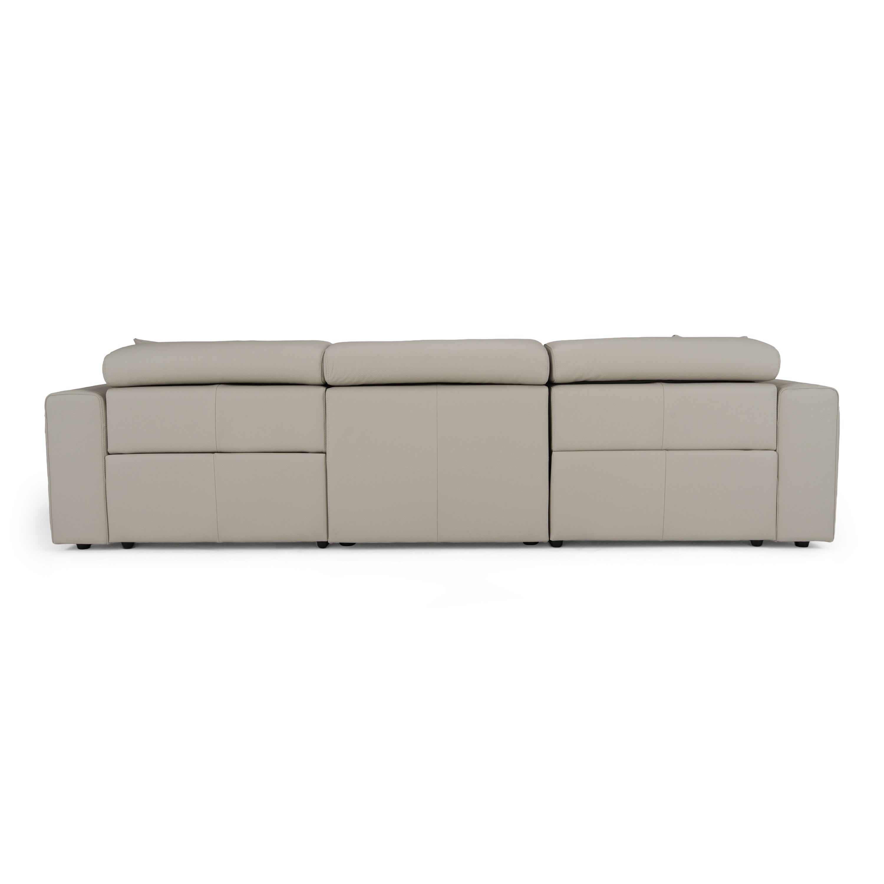 Dalton - Modern Italian Light Grey Leather 4 - Seat Sofa + 2 Recliners