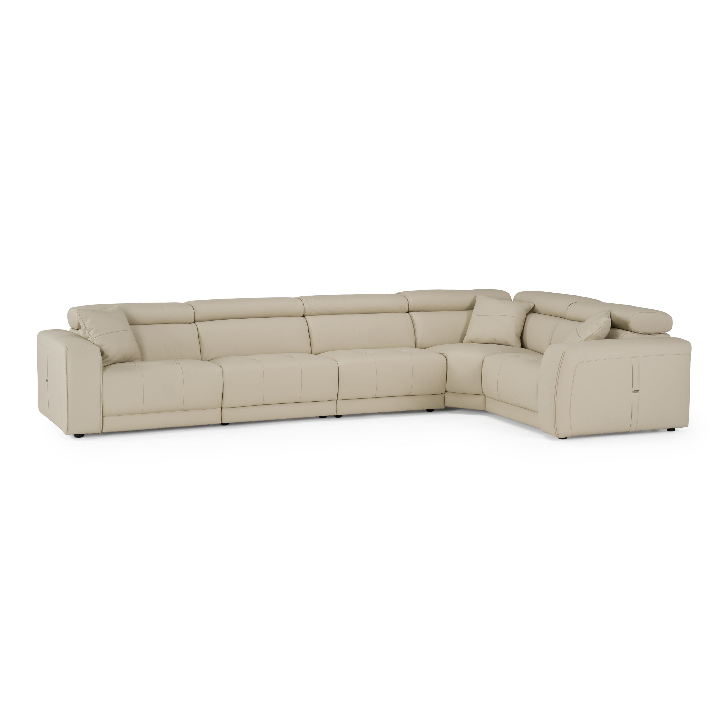 Dalton - Modern Italian Oyster Leather Sectional + 2 Recliners