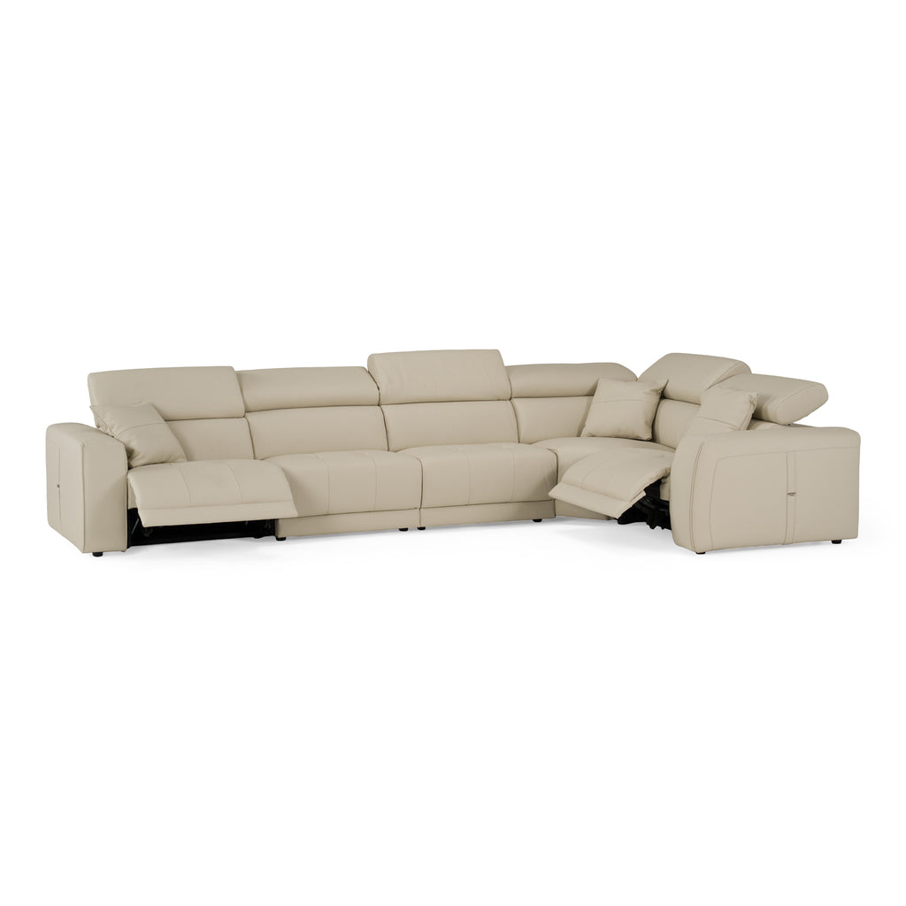 Dalton - Modern Italian Oyster Leather Sectional + 2 Recliners