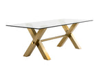 Dandy - Modern Golden & 15mm Glass Dining Table