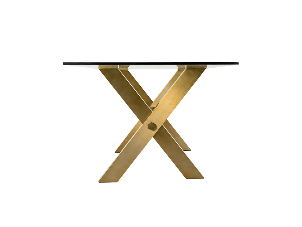 Dandy - Modern Golden & 15mm Glass Dining Table