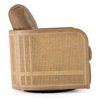 Danson - Modern Tan Leather + Wicker Swivel Accent Chair