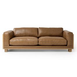 Danson - Modern Tan Leather + Wicker Sofa