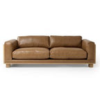 Danson - Modern Tan Leather + Wicker Sofa