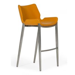 Dave - Modern Orange Leatherette Bar Stool (Set of 2)