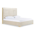 Daystar - Modern Beige Velvet & Gold Bed - Modern Beige Velvet & Gold Bed