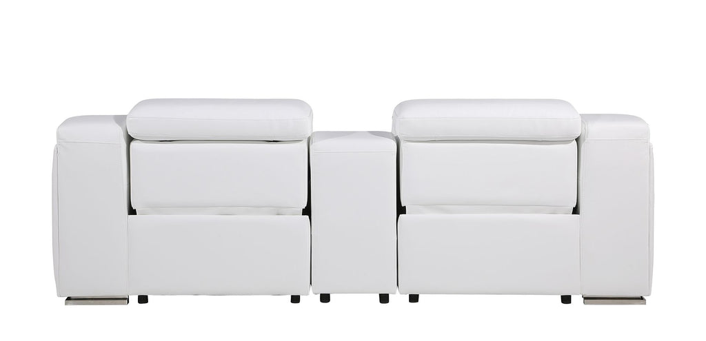 1116 Divanitalia 3-Piece Modular Power Reclining Console Loveseat in Top Grain Italian Leather with 2 Power Recliners & Power Headrests - White - SKU 1116-WHITE-3.2-HT - view 6