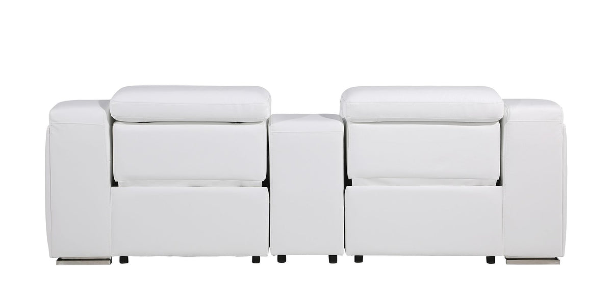 1116 Divanitalia 3-Piece Modular Power Reclining Console Loveseat in Top Grain Italian Leather with 2 Power Recliners & Power Headrests - White - SKU 1116-WHITE-3.2-HT - view 6