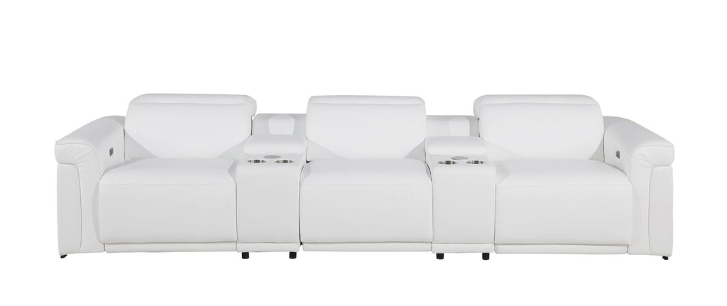 1126 Divanitalia 5-Piece Modular Power Reclining Sofa in Top Grain Italian Leather with 3 Power Recliners & Power Headrests