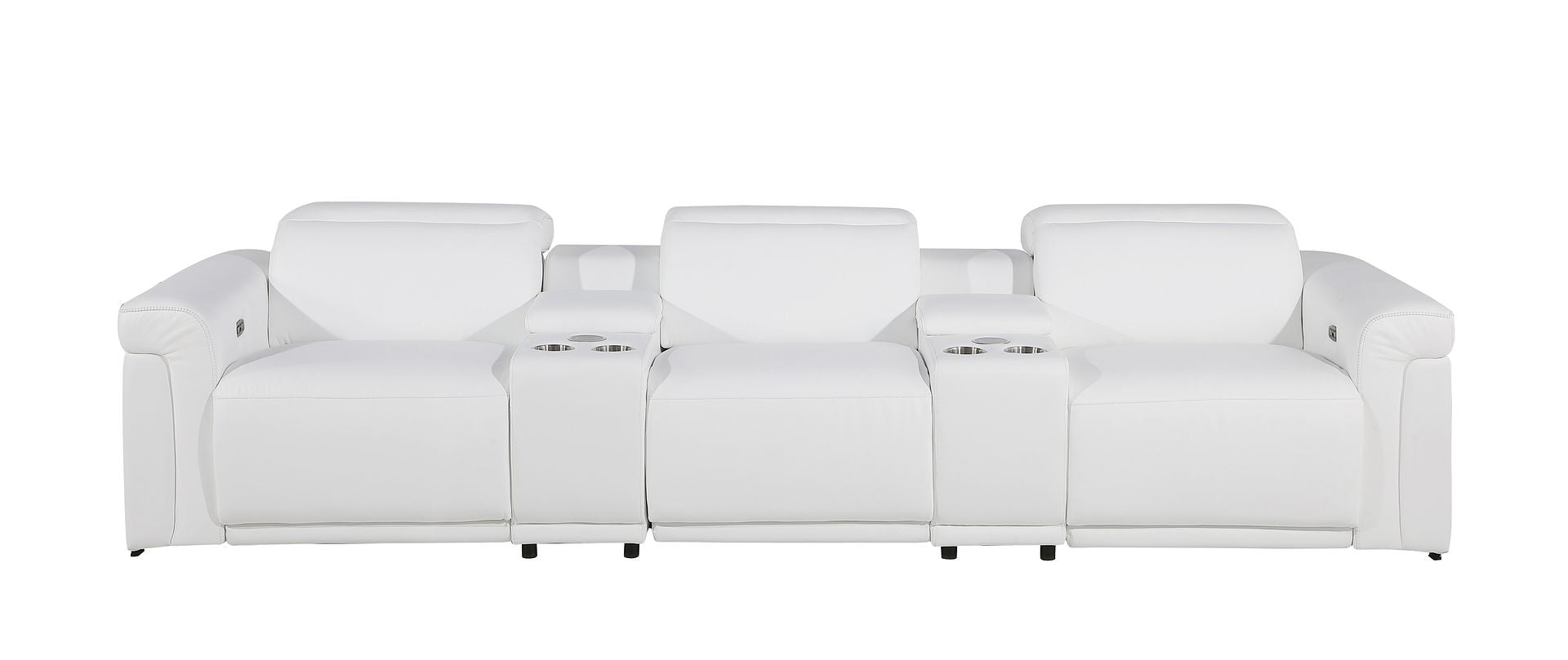 1126 Divanitalia 5-Piece Modular Power Reclining Sofa in Top Grain Italian Leather with 3 Power Recliners & Power Headrests