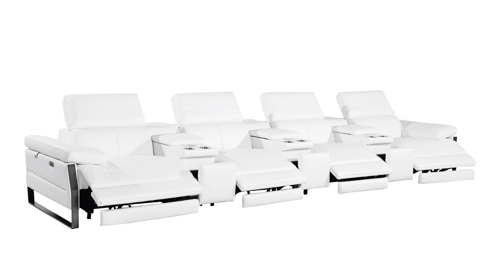 1246 Divanitalia Modular Power Triple Reclining Triple Console Sofa with Power Reclining Headrests - Top Grain Italian Leather