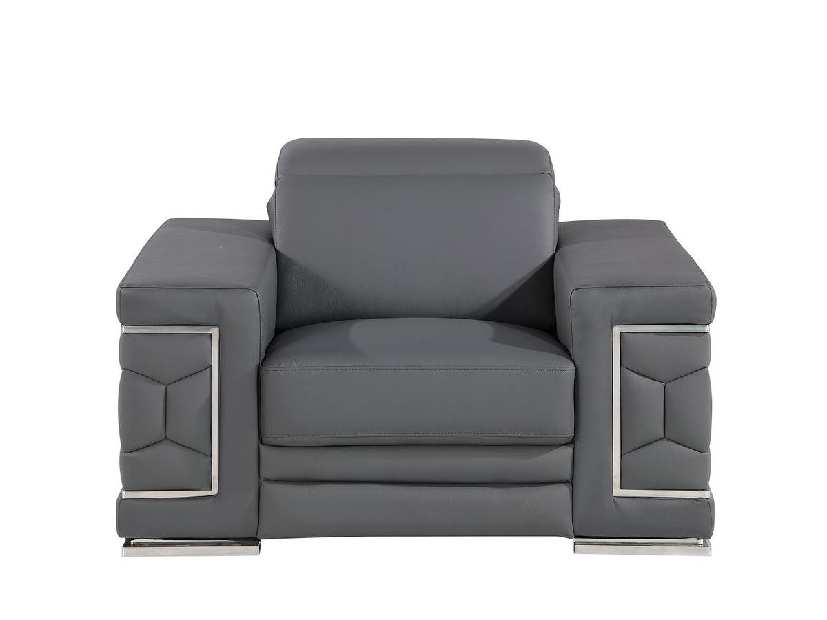 296 Modern Genuine Leather Chair - Grey - SKU 296-GREY-CH