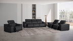 9762 Divanitalia 7-Piece Modular Power Reclining Sofa, Loveseat and Chair Set with 6 Power Recliners in Top Grain Italian Leather - Black - SKU 9762-BLACK-7.6-HT-3PC - view 2