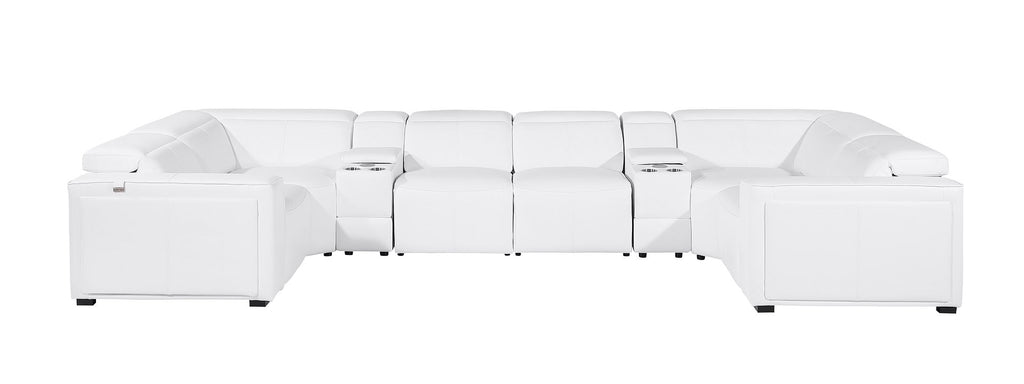 1224 Divanitalia 8-Piece U-Shaped Sectional Sofa in Top Grain Italian Leather with 2 Power Recliners & Power Headrests - White - SKU 1224-WHITE-8PC-2PWR-U-SECTIONAL - view 3