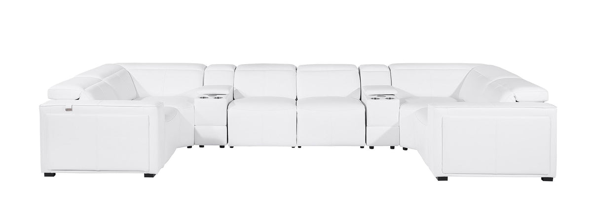 1224 Divanitalia 8-Piece U-Shaped Sectional Sofa in Top Grain Italian Leather with 2 Power Recliners & Power Headrests - White - SKU 1224-WHITE-8PC-2PWR-U-SECTIONAL - view 3