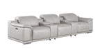 2679 Genuine Leather Sofa with 3 Power Recliners & Dual Storage Consoles