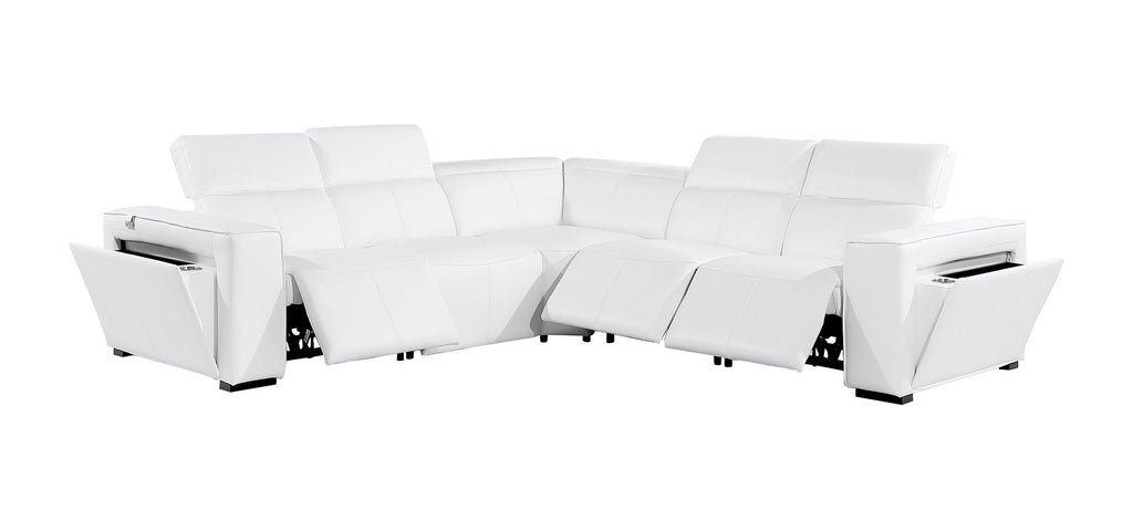 1224 Divanitalia 6-Piece L-Shaped Sectional Sofa in Top Grain Italian Leather with 3 Power Recliners & Power Headrests