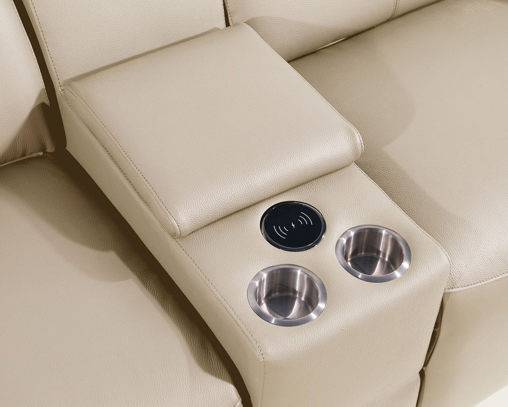 1224 Divanitalia 7-Piece Modular Power Reclining Sofa in Top Grain Italian Leather with 4 Power Recliners & Power Headrests