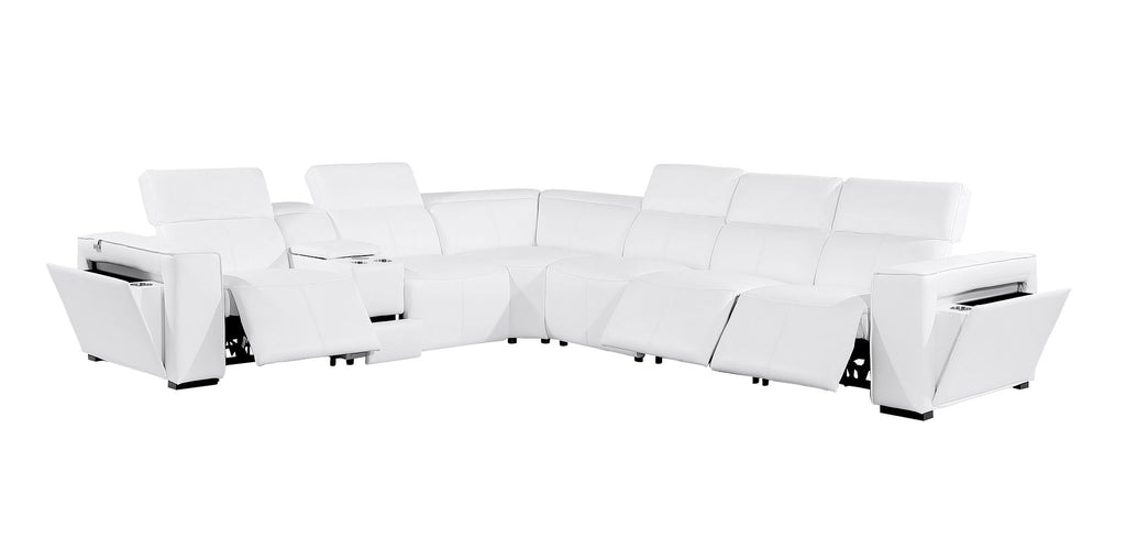 1224 Divanitalia 7-Piece L-Shaped Sectional Sofa in Top Grain Italian Leather with 3 Power Recliners & Power Headrests - White - SKU 1224-WHITE-7PC-3PWR-SECTIONAL - view 4