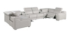 1116 Divanitalia 8-Piece U-Shaped Sectional Sofa in Top Grain Italian Leather with 2 Power Recliners & Power Headrests - Light Grey - SKU 1116-LT_GREY-8PC-2PWR-U-SECTIONAL-GROUP - view 5