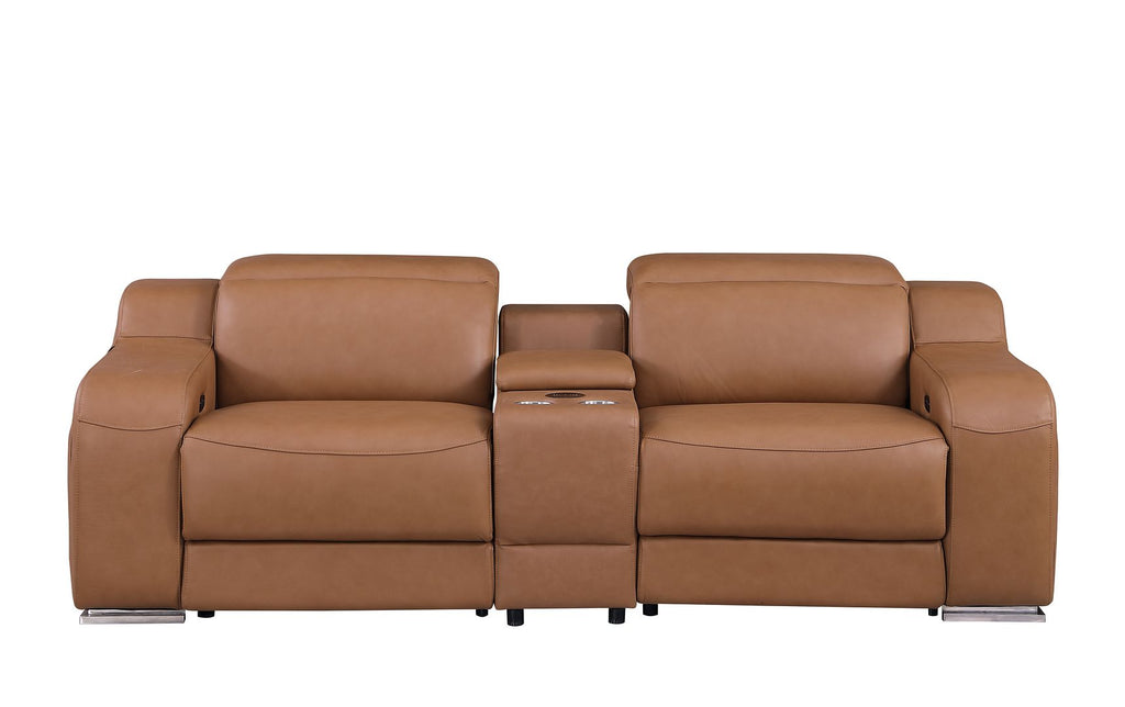 1116 Divanitalia 8-Piece Modular Power Reclining Sofa & Loveseat Set in Top Grain Italian Leather with 5 Power Recliners & Power Headrests - Cognac - SKU 1116-COGNAC-8.5-HT - view 8