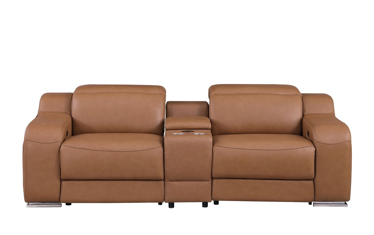 1116 Divanitalia 8-Piece Modular Power Reclining Sofa & Loveseat Set in Top Grain Italian Leather with 5 Power Recliners & Power Headrests - Cognac - SKU 1116-COGNAC-8.5-HT - view 8