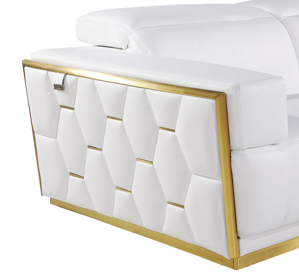 1111 Divanitalia 2-Piece Sofa Set with Adjustable Headrest in Top-grain Italian Leather - White - SKU 1111-WHITE-2PC - view 11
