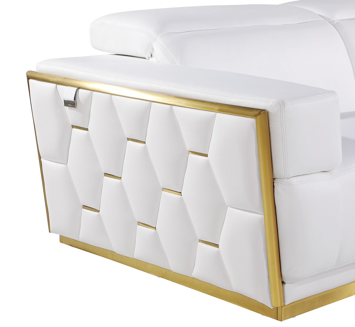 1111 Divanitalia 2-Piece Sofa Set with Adjustable Headrest in Top-grain Italian Leather - White - SKU 1111-WHITE-2PC - view 11