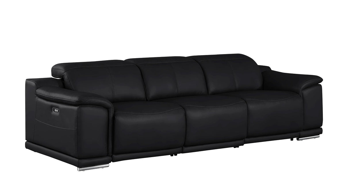 2679 Genuine Leather Sofa with Dual Power Recliners - Black - SKU 2679-BLACK-3.2-S-HT - view 3