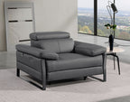 1246 Divanitalia Power Reclining Arm Chairwith Power Headrests - Top Grain Italian Leather - Dark Grey