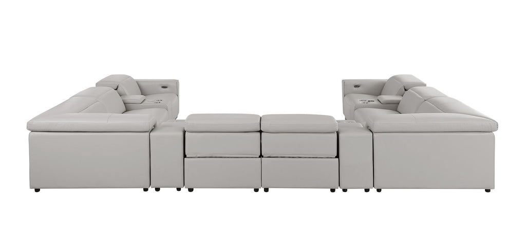 1208 12 Piece U-Shaped Leather Sectional Sofa with 4 Power Recliners & Power Headrest