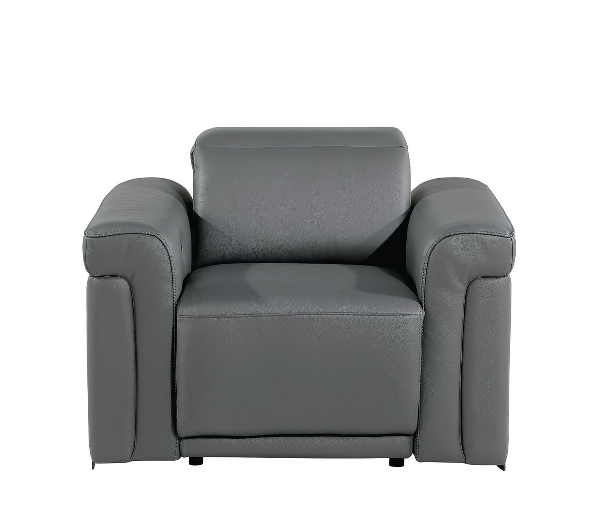 1126 Divanitalia Top Grain Italian Leather Power Reclining Chair with Power Headrests - Dark Grey - SKU 1126-DK-GREY-CH