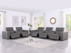 1208 Modular Leather Sofa & Loveseat with 6 Recliners and Power Headrests - Dark Grey - SKU 1208-DK-GREY-8.5-HT - view 2