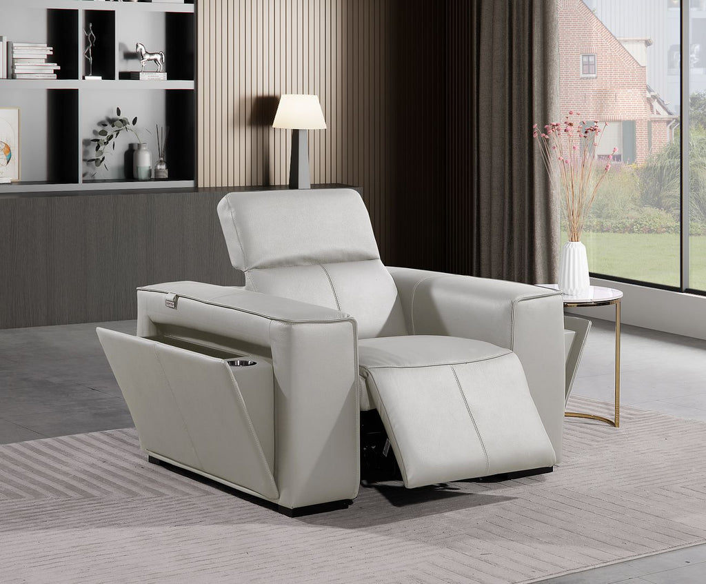 1126 Divanitalia Top Grain Italian Leather Power Reclining Chair with Power Headrests