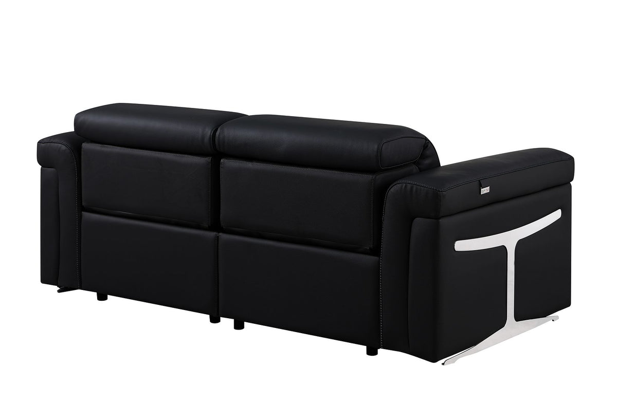 1126 Divanitalia 2-Piece Modular Power Reclining Loveseat in Top Grain Italian Leather with 2 Power Recliners & Power Headrests - Black - SKU 1126-BLACK-2.2-HT - view 6