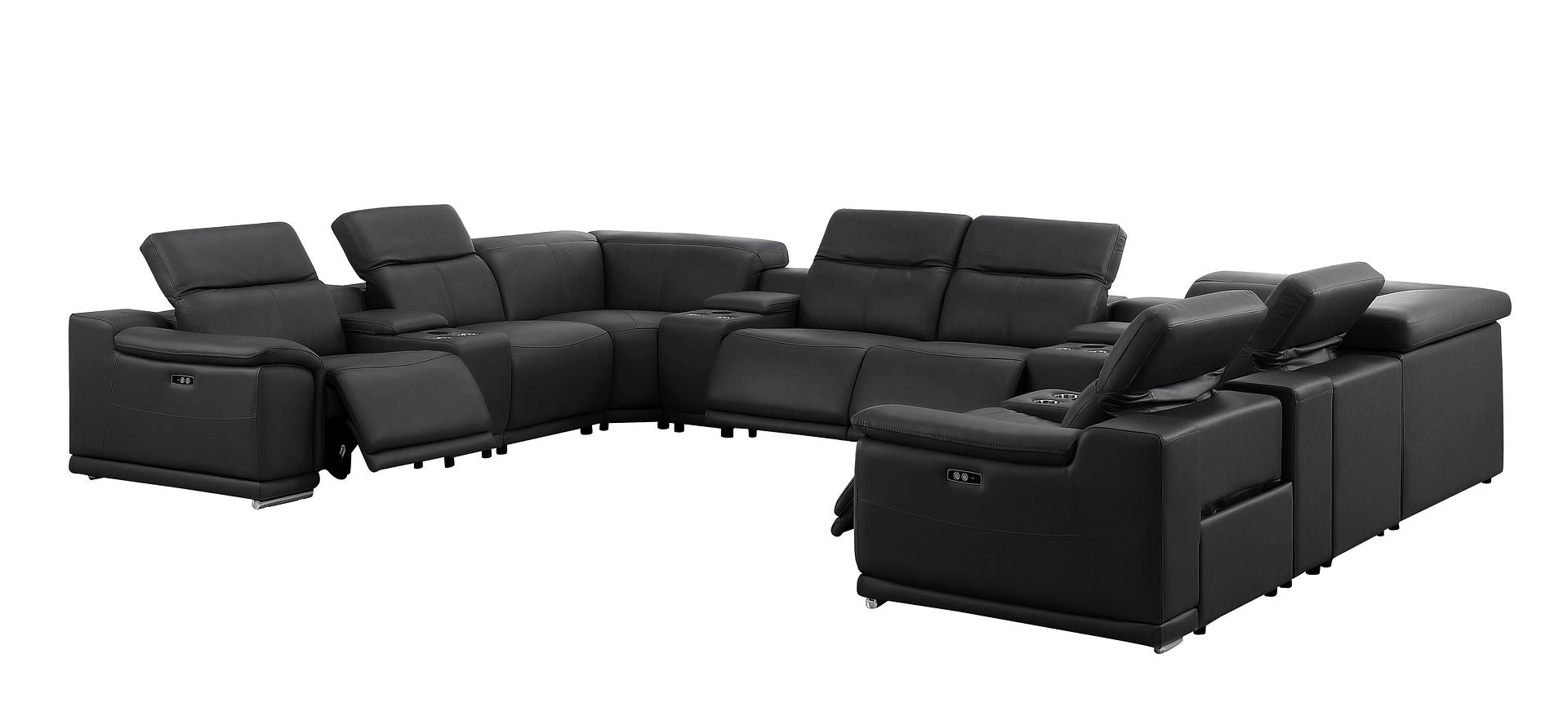 2679 12-Piece U-Shaped Power Reclining Sectional Sofa in Genuine Leather - 4 Recliners