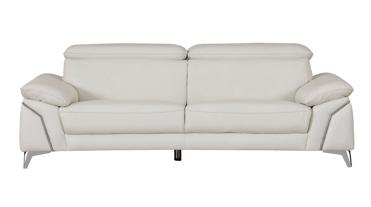 727 Divanitalia Sofa with Adjustable Headrest in Top-grain Italian Leather - White - SKU 727-S-WHITE