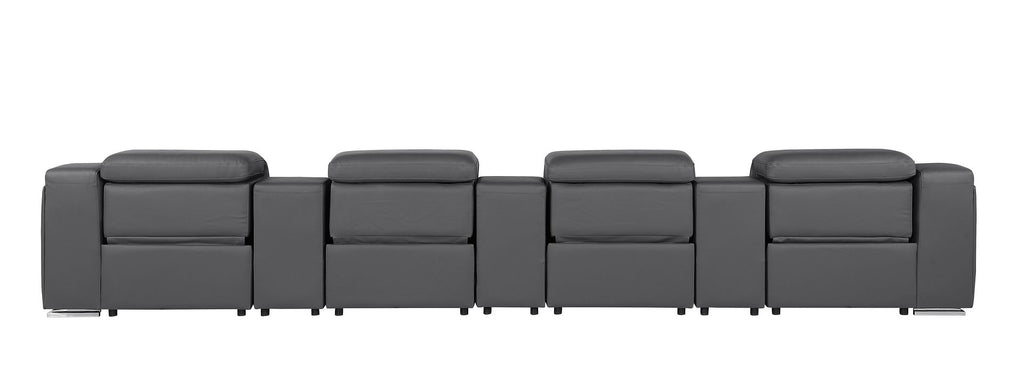 1116 Divanitalia 7-Piece Modular Power Reclining Sofa in Top Grain Italian Leather with 4 Power Recliners & Power Headrests - Dark Grey - SKU 1116-DK-GREY-S-7.4-HT - view 7