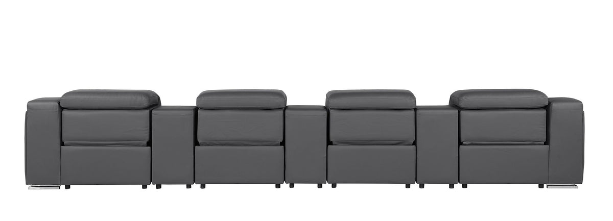 1116 Divanitalia 7-Piece Modular Power Reclining Sofa in Top Grain Italian Leather with 4 Power Recliners & Power Headrests - Dark Grey - SKU 1116-DK-GREY-S-7.4-HT - view 7