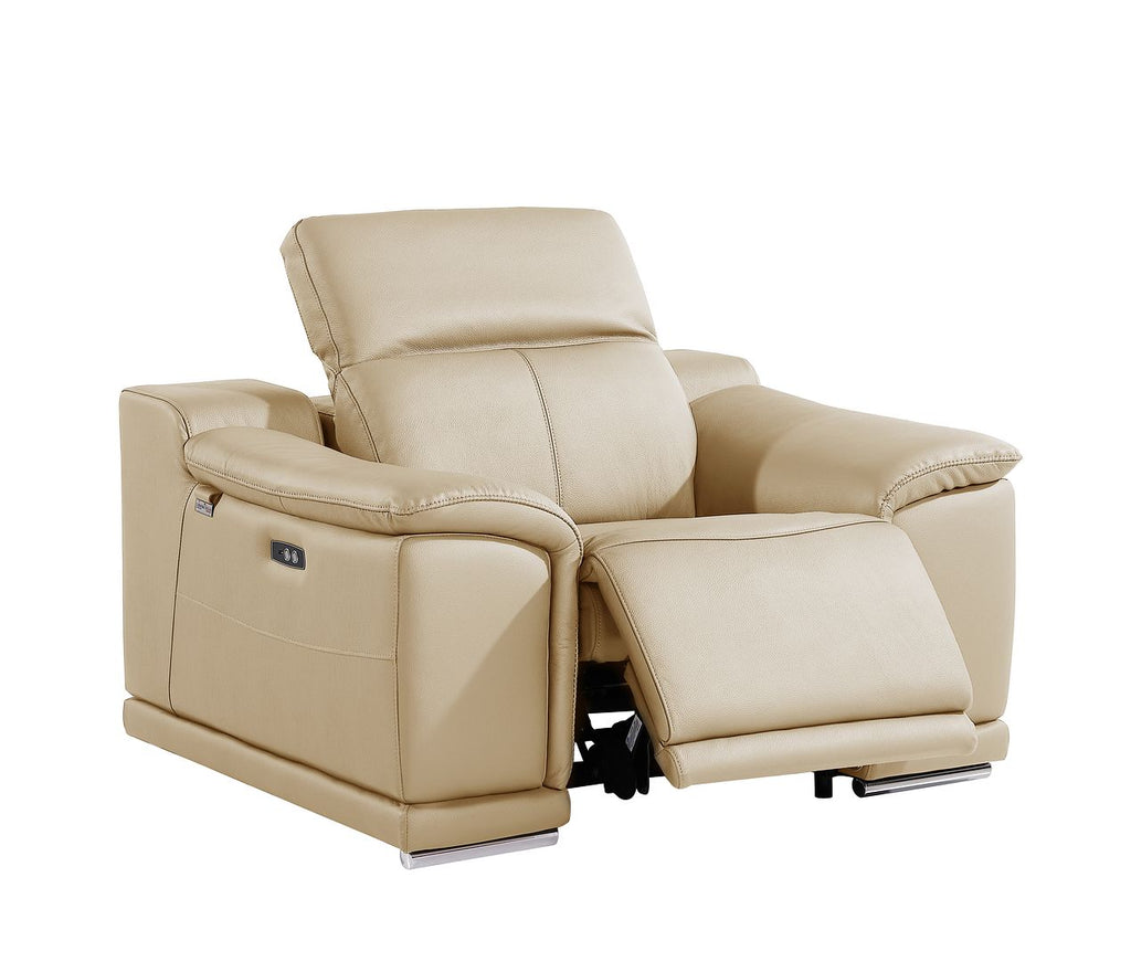 9762 Divanitalia 6-Piece Modular Power Reclining Sofa, Loveseat and Chair Set with 6 Power Recliners in Top Grain Italian Leather - Beige - SKU 9762-BEIGE-6.6-HT-3PC - view 11