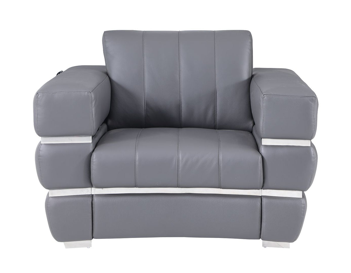 904 Divanitalia Chair in Top-grain Italian Leather - Dark Grey - SKU 904-CH-DARK GRAY