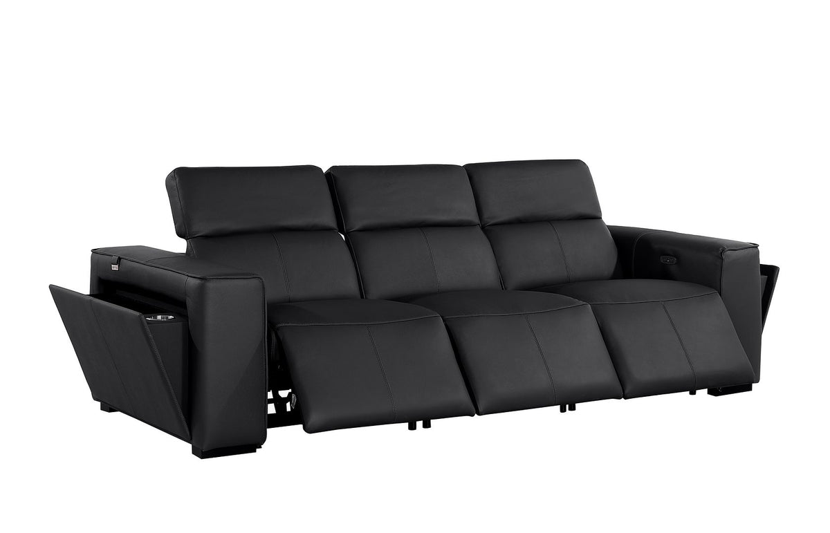 1224 Divanitalia 7-Piece Modular Power Reclining Sofa, Loveseat & Chair Set in Top Grain Italian Leather with 6 Power Recliners & Power Headrests - Black - SKU 1224-BLACK-7.6-HT-3PC - view 6