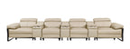 1246 Divanitalia Modular Power Triple Reclining Triple Console Sofa with Power Reclining Headrests - Top Grain Italian Leather