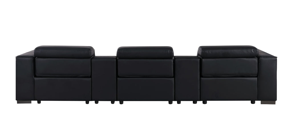 1208 Leather Sofa with 3 Power Recliners and Two Storage Consoles