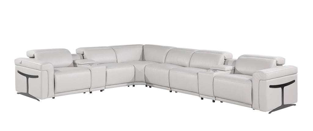 1126 Divanitalia 8-Piece L-Shaped Sectional Sofa in Top Grain Italian Leather with 4 Power Recliners & Power Headrests