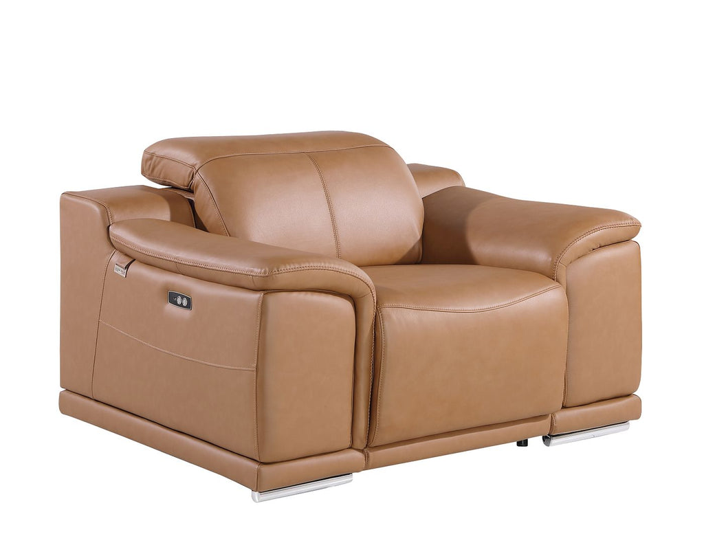 9762 Divanitalia 6-Piece Modular Power Reclining Sofa, Loveseat and Chair Set with 6 Power Recliners in Top Grain Italian Leather - Cognac - SKU 9762-COGNAC-6.6-HT-3PC - view 9
